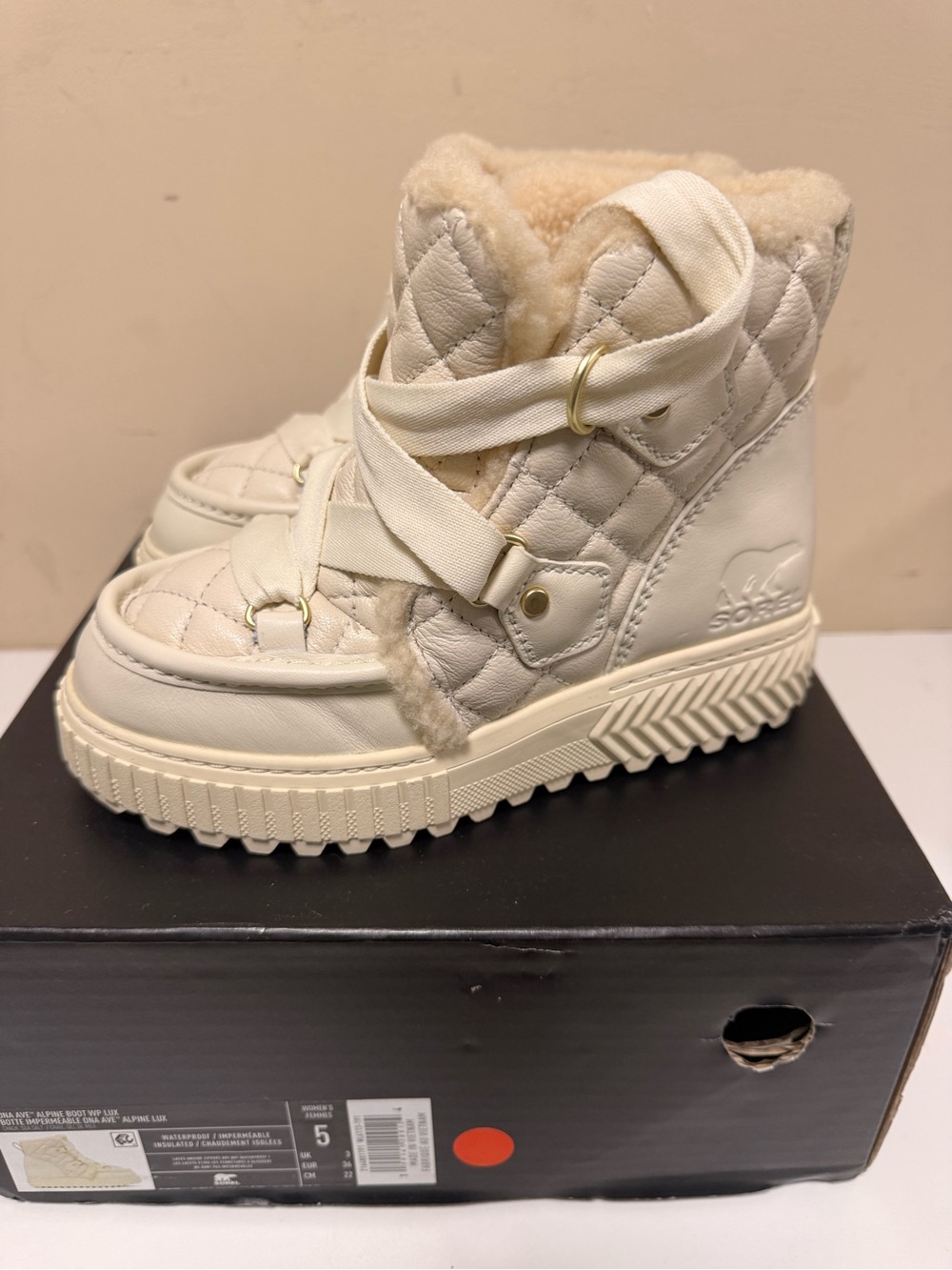 Sorel Quilted Faux-Shearling Winter Boot - Cream
